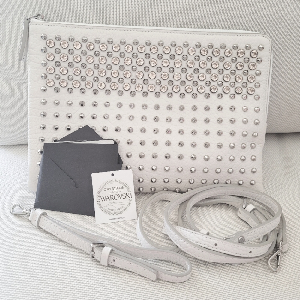 Authentic Mcm stark special studded leather clutch limited Swarovski crystal